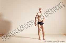 Underwear Gymnastic poses Man White Slim Bald Dancing Dynamic poses Academic